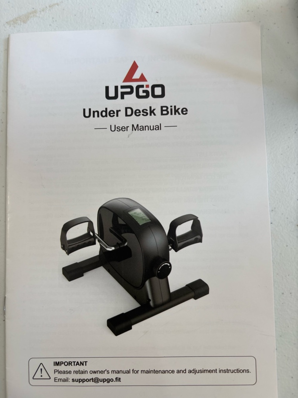 Black Under Desk Bike - Compact Home Office Pedaler